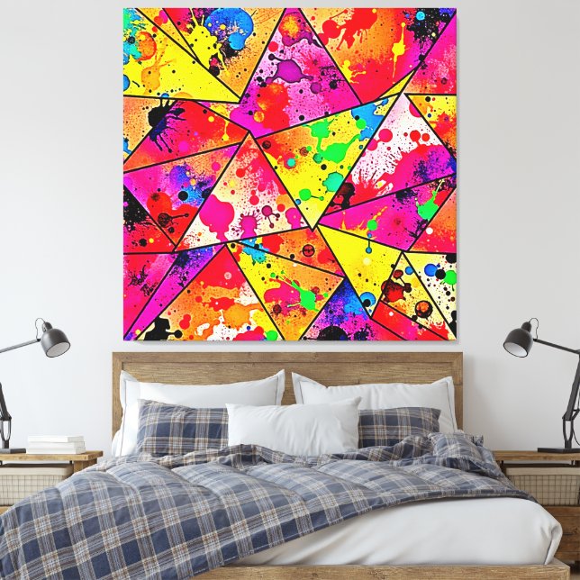 Vibrant Abstract Chaos Unveiled Design Canvas Print (Insitu(Bedroom))
