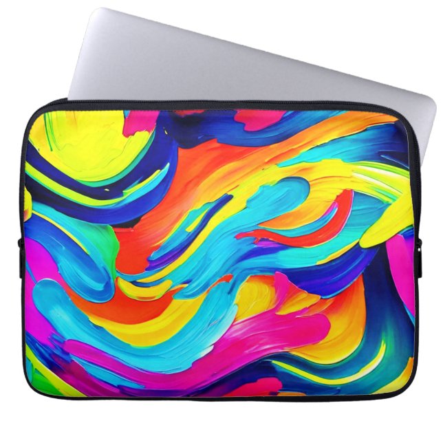 Vibrant Abstract Colour Flow Laptop Sleeve (Front)