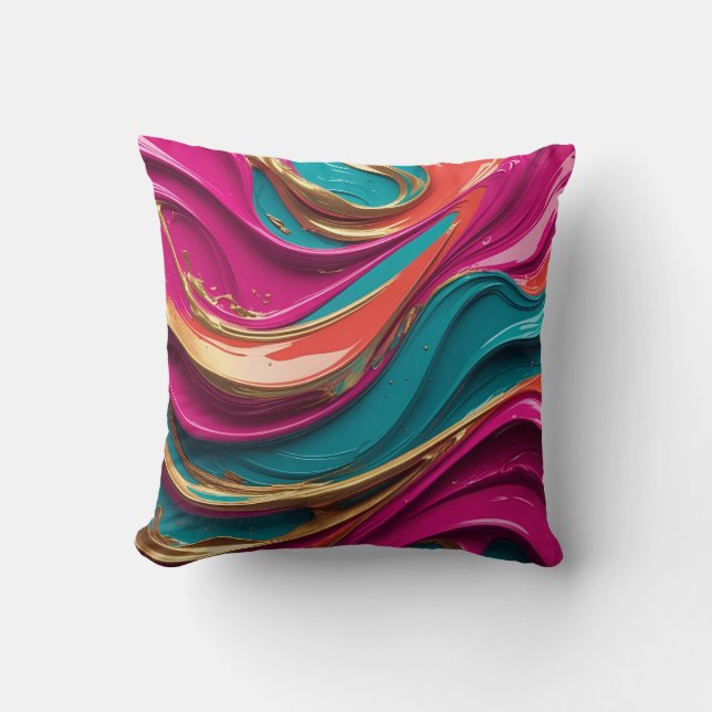 Vibrant Abstract Colour Symphony Throw Pillow – Co (Front)