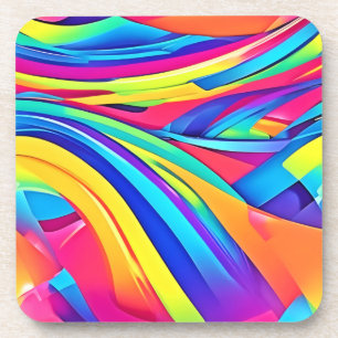 Vibrant Abstract Colour Wave Art Coaster