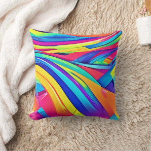 Vibrant Abstract Colour Wave Art Cushion