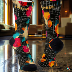 Vibrant Abstract Colourful Brushstroke Pattern Socks