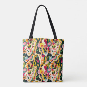 Vibrant Abstract Colourful Swirl Patterned Tote Bag