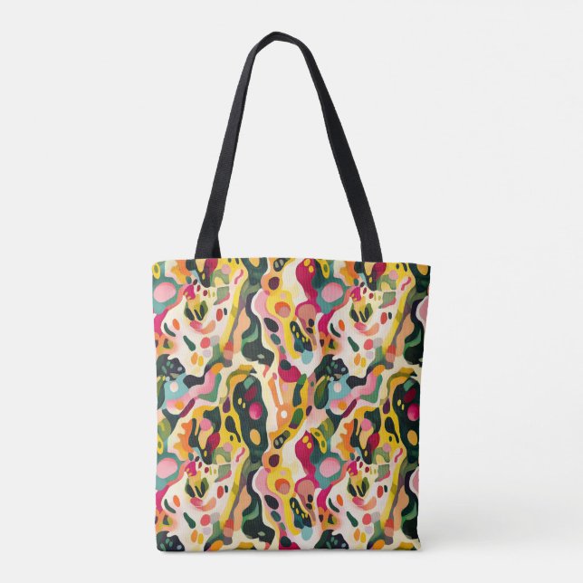 Vibrant Abstract Colourful Swirl Patterned Tote Bag (Back)