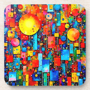 Vibrant Abstract Cosmic City Art Coaster