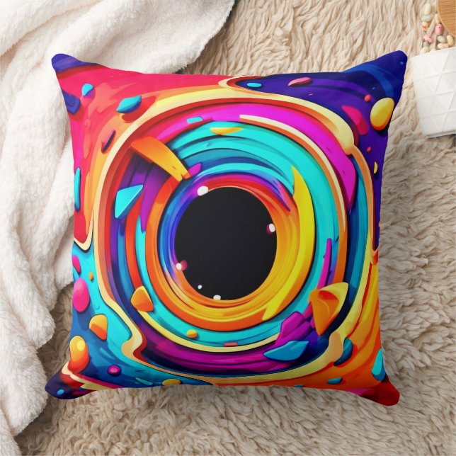 Vibrant Abstract Cosmic Vortex Art Cushion (Blanket)
