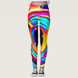 Vibrant Abstract Cosmic Vortex Art Leggings