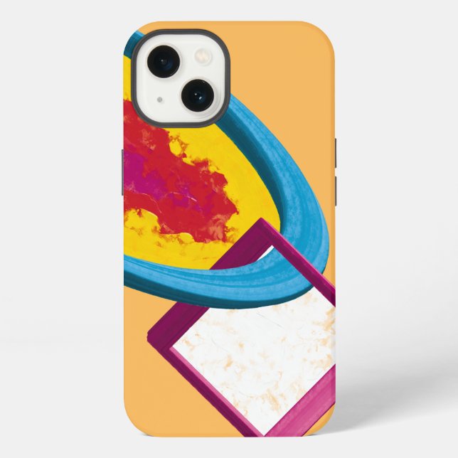 Vibrant Abstract Cosmos Ring & Square – Modern  iPhone Case (Back)