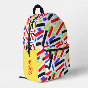 Vibrant Abstract Crayon Lines Bold Artistic Printed Backpack