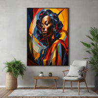 Vibrant Abstract Cubist Portrait Art