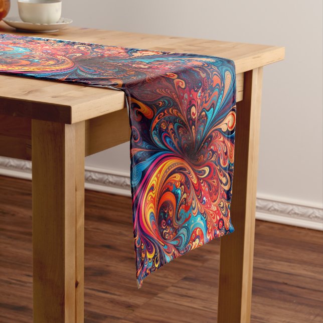 Vibrant Abstract Design Short Table Runner (In Situ)