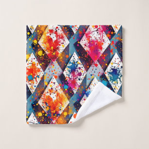 Vibrant Abstract Diamond Patterns Bath Towel Set
