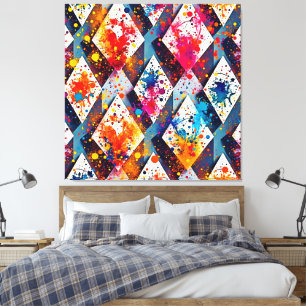 Vibrant Abstract Diamond Patterns Canvas Print