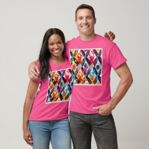 Vibrant Abstract Diamond Patterns T-Shirt
