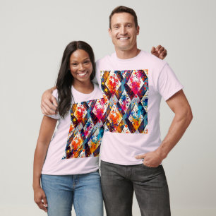 Vibrant Abstract Diamond Patterns T-Shirt