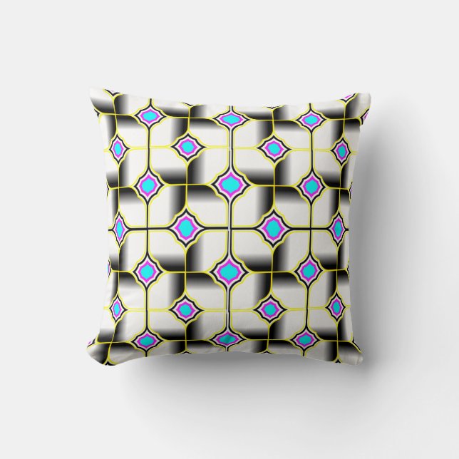 Vibrant Abstract Digital Throw Pillow Design (Front)