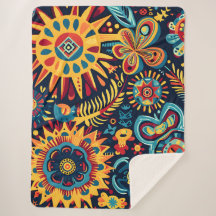 Vibrant Abstract Ethnic Huichol Tribal Pattern