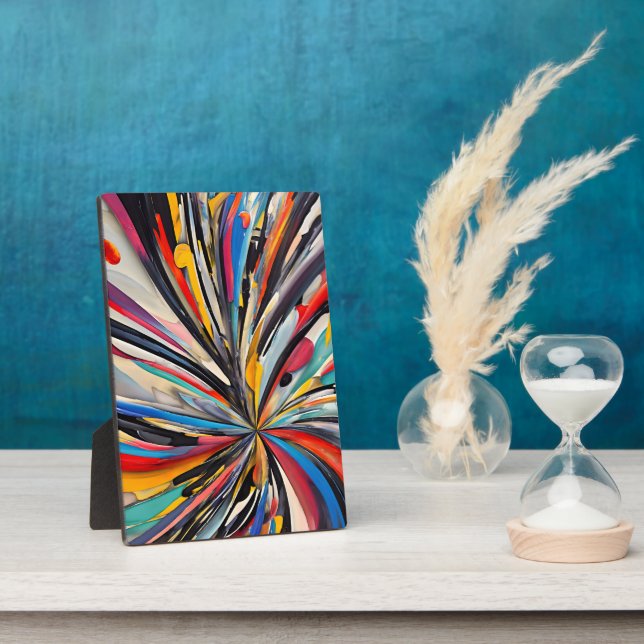 Vibrant Abstract Explosion Modern Art Plaque (Side)