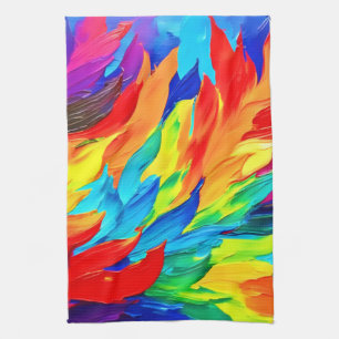 Vibrant Abstract Expressionism Painting Tea Towel