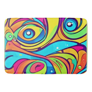 Vibrant Abstract Eyes Design Bath Mat