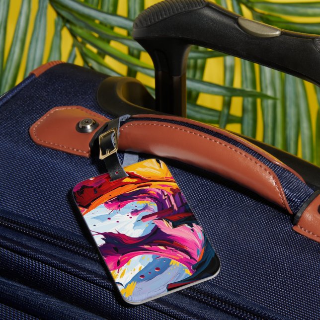 Vibrant Abstract Fantasy Landscape Luggage Tag (Front Insitu 1)