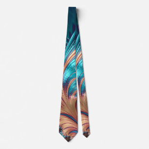 Vibrant Abstract Feathers Turquoise & Purple Tie