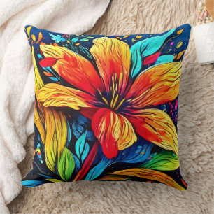 Vibrant Abstract Floral Burst Cushion