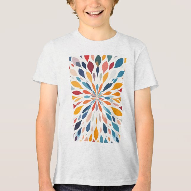 Vibrant Abstract Floral Burst Pattern  Tri-Blend Shirt (Front)