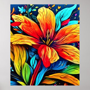 Vibrant Abstract Floral Burst Poster
