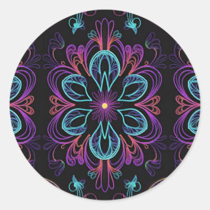 Vibrant Abstract Floral   Classic Round Sticker