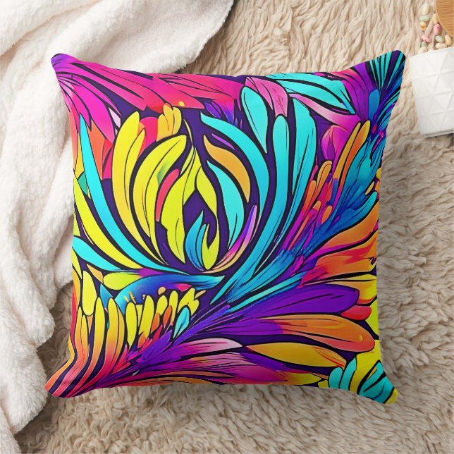 Vibrant Abstract Floral Cushion (Blanket)