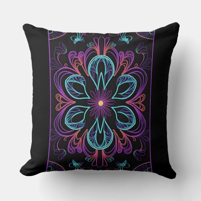 Vibrant Abstract Floral Dual Design Cushion (Front)