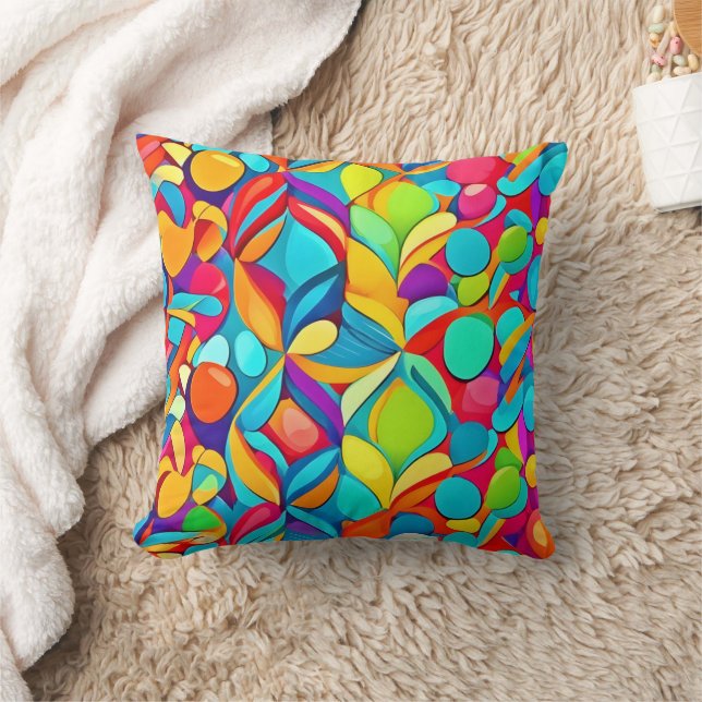 Vibrant Abstract Floral Explosion Cushion (Blanket)
