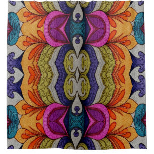 Vibrant Abstract Floral Fusion Pattern Shower Curtain