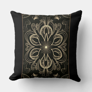 Vibrant Abstract Floral Gold Dual Design Cushion