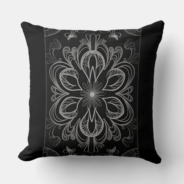 Vibrant Abstract Floral Grey Dual Design Cushion (Front)