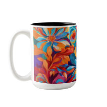Vibrant Abstract Floral Mug