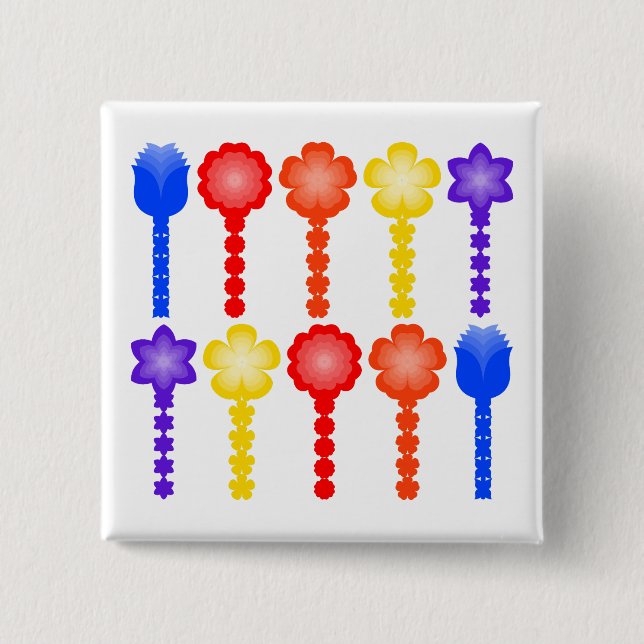 Vibrant Abstract Flower Pattern Button (Front)