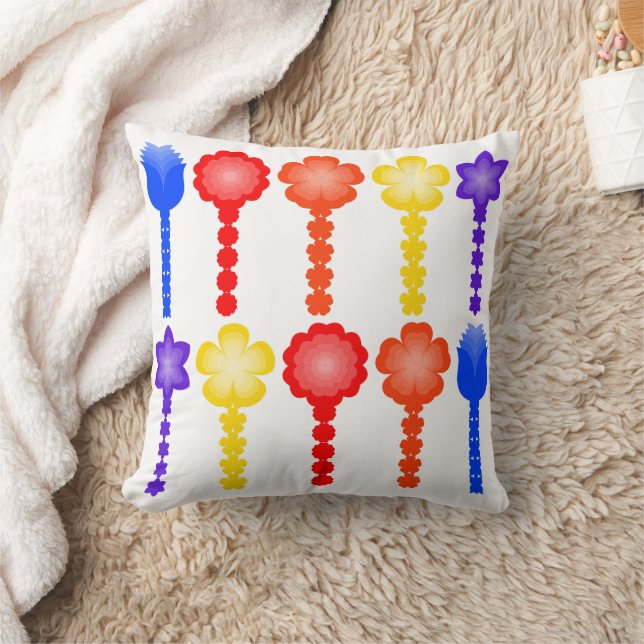 Vibrant Abstract Flower Pattern Pillow (Blanket)