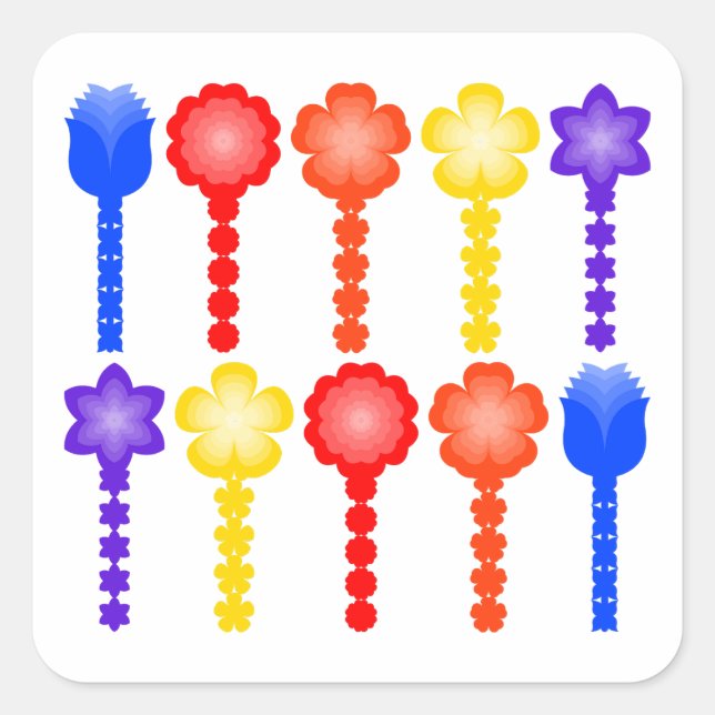 Vibrant Abstract Flower Pattern Sticker (Front)