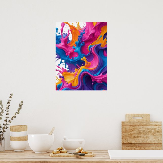 Vibrant Abstract Fluid Art – Colour Splash Design Poster (Kitchen)