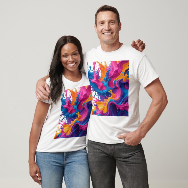Vibrant Abstract Fluid Art – Colour Splash Design T-Shirt (Unisex)
