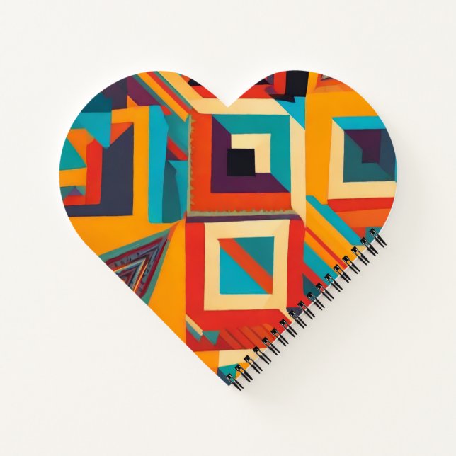 Vibrant Abstract Geometric Aztec Pattern Notebook (Back)