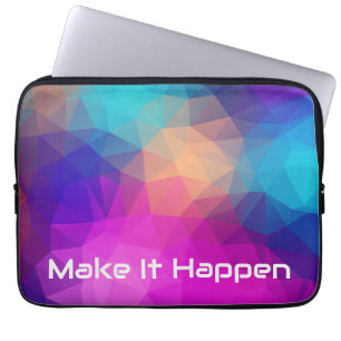 Vibrant Abstract Geometric Custom Quote Neoprene L Laptop Sleeve