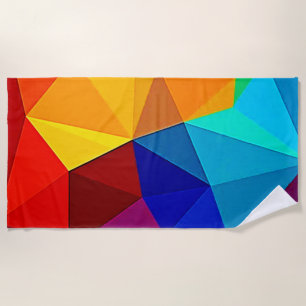 Vibrant Abstract Geometric Flow Design Beach Towel