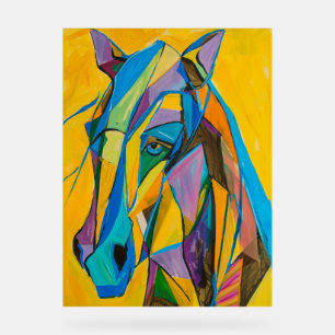 Vibrant Abstract Geometric Horse Portrait Acrylic Sign