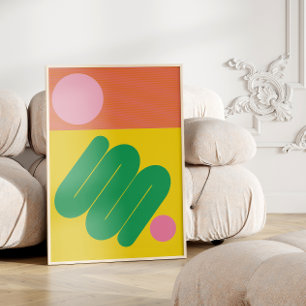 Vibrant Abstract Geometric Mid Century Aesthetic Poster