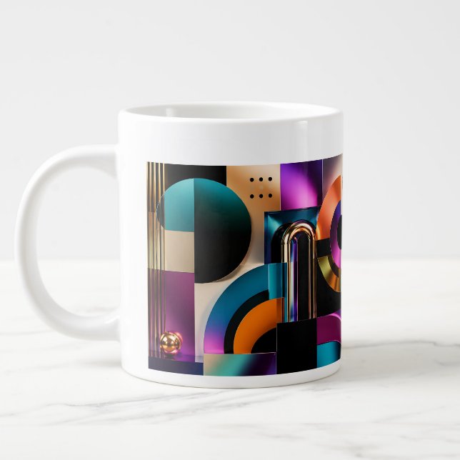 Vibrant Abstract Geometric Shapes Design Gift Large Coffee Mug (Left)