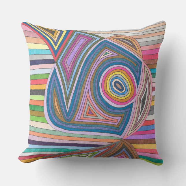 Vibrant Abstract Geometric Striped Pattern Cushion (Front)