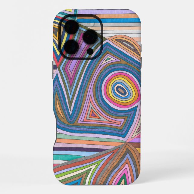 Vibrant Abstract Geometric Striped Pattern iPhone Case (Back)